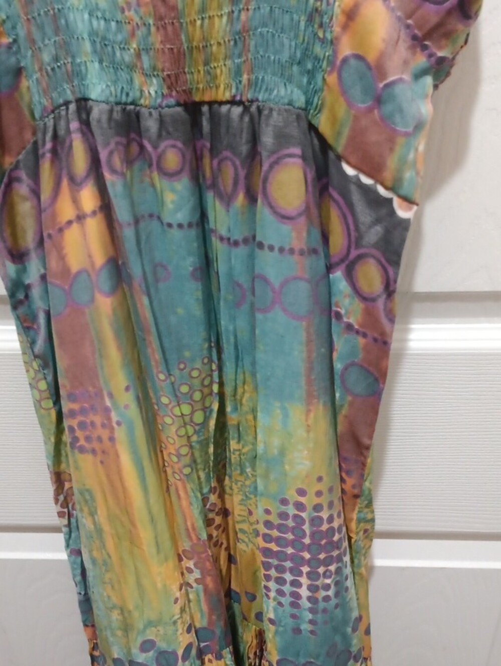 Pastel Multicolor Halter Maxi Dress with Smocked Detail - Picture 6 of 9